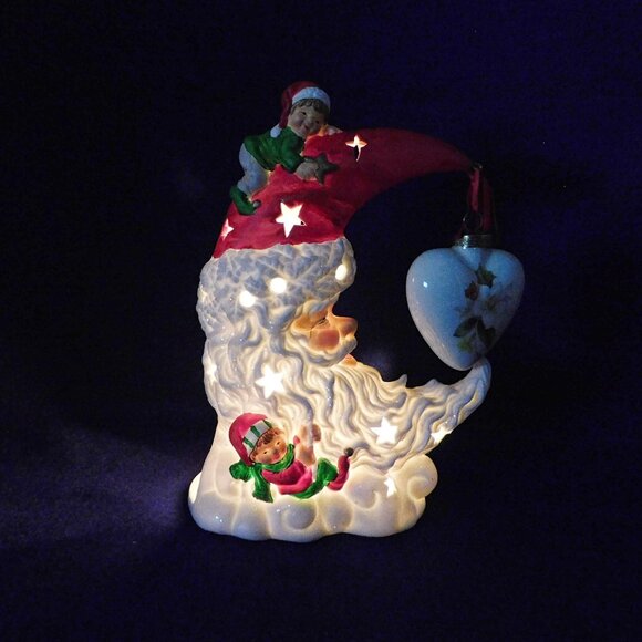 Santa Moon & Elf Tea Light & Christmas Ornament Holder Christmas Pierced - Picture 2 of 11